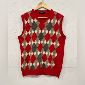 Vintage Monte Carlo Lambswool Argyle Vest, Size 42 (See Measurements)